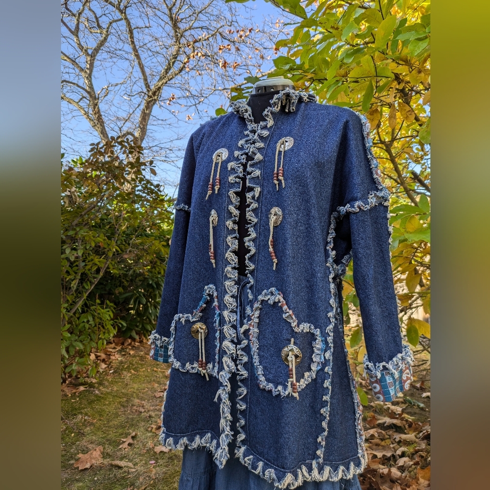 Fabulous Patchwork Denim Western Jacket. Size L-Xl - image 2